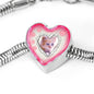 Cute Kitten Print Heart Charm Steel Bracelet