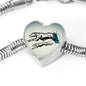 Greyhound Dog Art Print Heart Charm Steel Bracelet