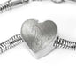 Thoroughbred Horse Print Heart Charm Steel Bracelet