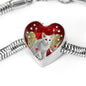 Oriental Shorthair Cat Print Heart Charm Steel Bracelet