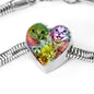 Happy Cats Print Heart Charm Steel Bracelet