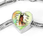 Thoroughbred Horse Art Print Heart Charm Steel Bracelet