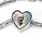 Lovely Korat Print Heart Charm Steel Bracelet
