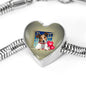 Cute Jack Russell Terrier On Window Print Heart Charm Steel Bracelet