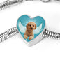 Cavapoo Dog Print Heart Charm Steel Bracelet