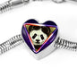 Cute Panda Art Print Heart Charm Steel Bracelet