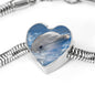 Cute Dolphin Print Heart Charm Steel Bracelet
