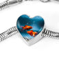Fantail Fish Print Heart Charm Steel Bracelet