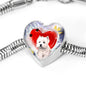 West Highland White Terrier Print Heart Charm Steel Bracelet