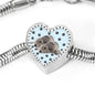 Irish Wolfhound Dog Print Heart Charm Steel Bracelet