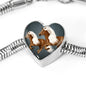 Haflinger Horse Art Print Heart Charm Steel Bracelet