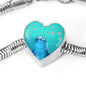 Dolphin Fish Print Heart Charm Steel Bracelet