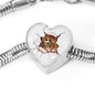 Amazing Cat Art Print Heart Charm Steel Bracelet
