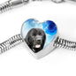 Newfoundland Dog Print Heart Charm Steel Bracelet