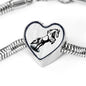 Mustang Horse Art Print Heart Charm Steel Bracelet