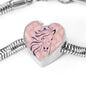 Lovely Horse Art Print Heart Charm Steel Bracelet