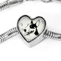 Bull Terrier Dog Print Heart Charm Steel Bracelet