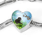 Barbet Dog Print Heart Charm Steel Bracelet