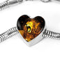 Roaring Lion Art Print Heart Charm Steel Bracelet