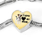 Jack Russell Terrier Print Heart Charm Steel Bracelet