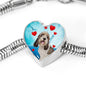 Petit Basset Griffon Vendeen Print Heart Charm Steel Bracelet
