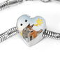 Norwegian Lundehund Print Heart Charm Steel Bracelet