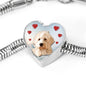 Goldendoodle Dog Print Heart Charm Steel Bracelet