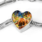 Cute Bullmastiff Print Heart Charm Steel Bracelet