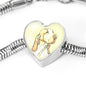 Bracco Italiano Dog Print Heart Charm Steel Bracelet
