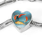 Goldfish Print Heart Charm Steel Bracelet