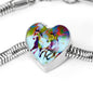 American Quarter Horse Print Heart Charm Steel Bracelet
