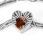 Rhodesian Ridgeback Print Heart Charm Steel Bracelet
