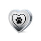 Paw Print Heart Charm Steel Bracelet