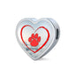 Red Paw Print Heart Charm Steel Bracelet