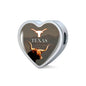 Texas Longhorn Cattle (Cow) Print Heart Steel Bracelet