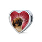 Tibetan Spaniel Dog Print Heart Charm Steel Bracelet