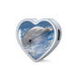 Cute Dolphin Print Heart Charm Steel Bracelet