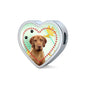Cute Wirehaired Vizsla Print Heart Charm Steel Bracelet