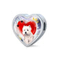 West Highland White Terrier Print Heart Charm Steel Bracelet