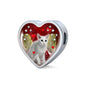 Oriental Shorthair Cat Print Heart Charm Steel Bracelet