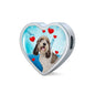 Petit Basset Griffon Vendeen Print Heart Charm Steel Bracelet