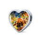 Cute Bullmastiff Print Heart Charm Steel Bracelet