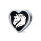 Friesian Horse Vector Art Print Heart Charm Steel Bracelet