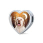 Clumber Spaniel Print Heart Charm Steel Bracelet