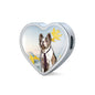 Cute Boston Terrier Print Heart Charm Steel Bracelet