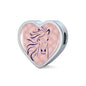Lovely Horse Art Print Heart Charm Steel Bracelet