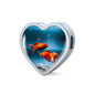 Fantail Fish Print Heart Charm Steel Bracelet
