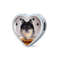 Finnish Lapphund Dog Print Heart Charm Steel Bracelet
