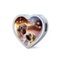 English Mastiff Print Heart Charm Steel Bracelet