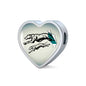 Greyhound Dog Art Print Heart Charm Steel Bracelet